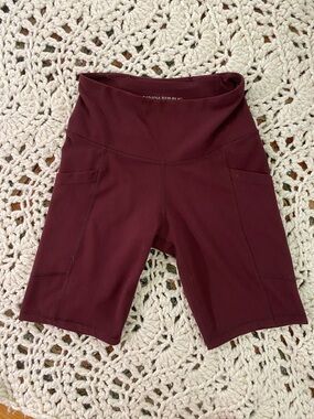 Banana Republic Women's Wine High-Rise Bike Shorts with Side Pockets